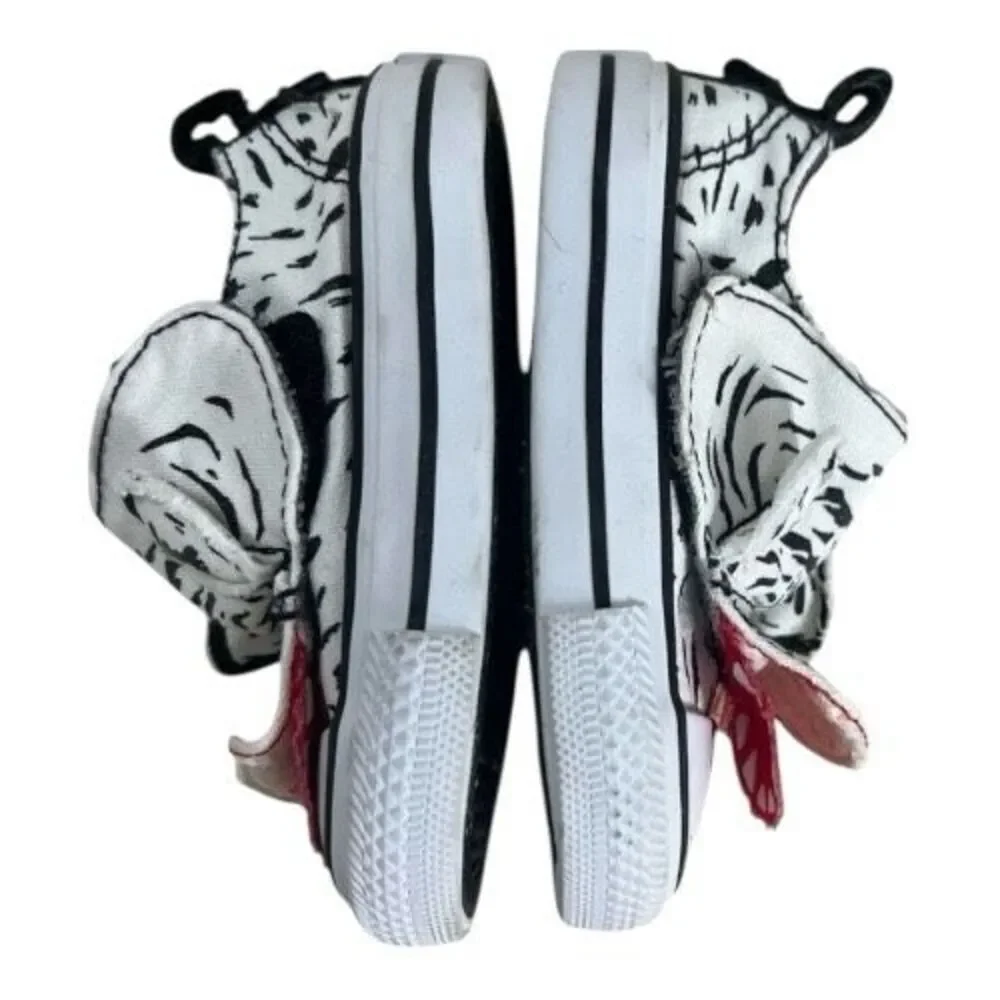 Converse Infant White Black Tiger Sneakers Size 4 Low-Top Toddler Casual Shoes